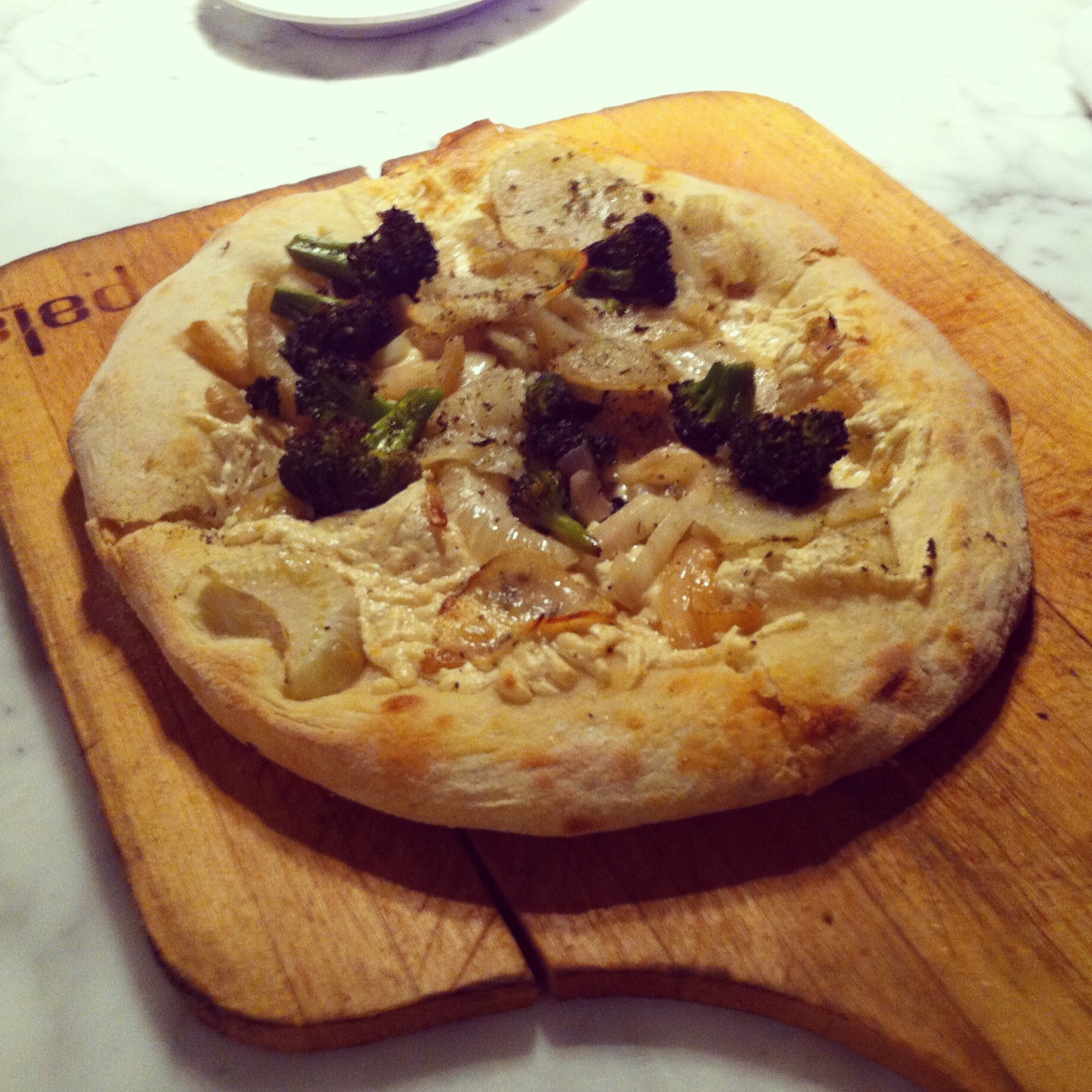 Broccoli, Braised Fennel, Shaved Potato, Daiya Cheese Vegan Pizza - Pala Pizza