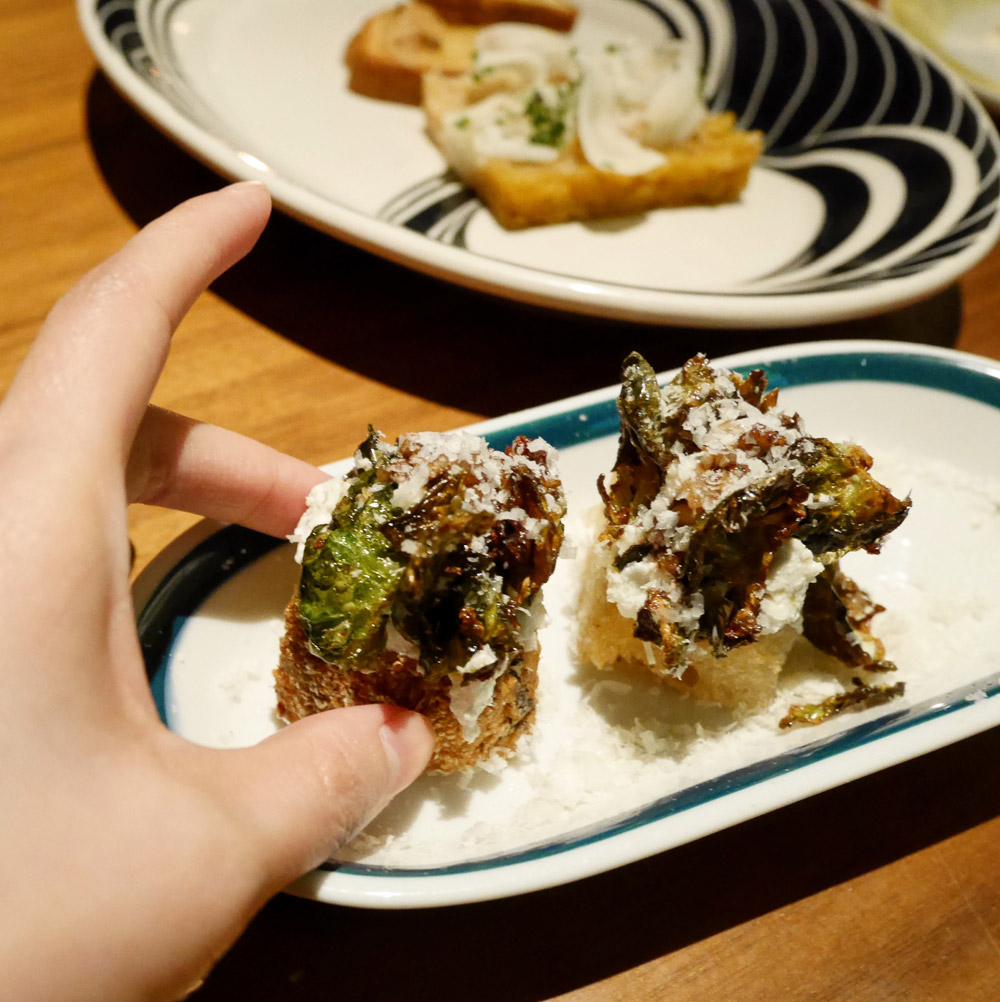 Roasted Brussels Sprouts Crostini, Butter