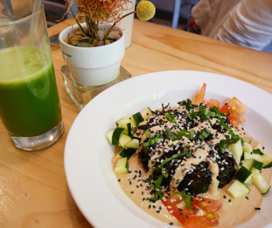 Green Juice, Raw Vegan Seaweed Salad, Quintessence