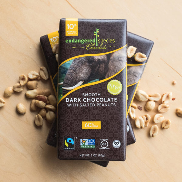 Endangered Species Chocolate - Elephant Bar Dark Chocolate with Salted Peanuts