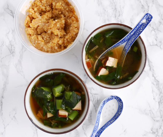 Chickpea Miso Soup with Beancurd and Chinese Broccoli