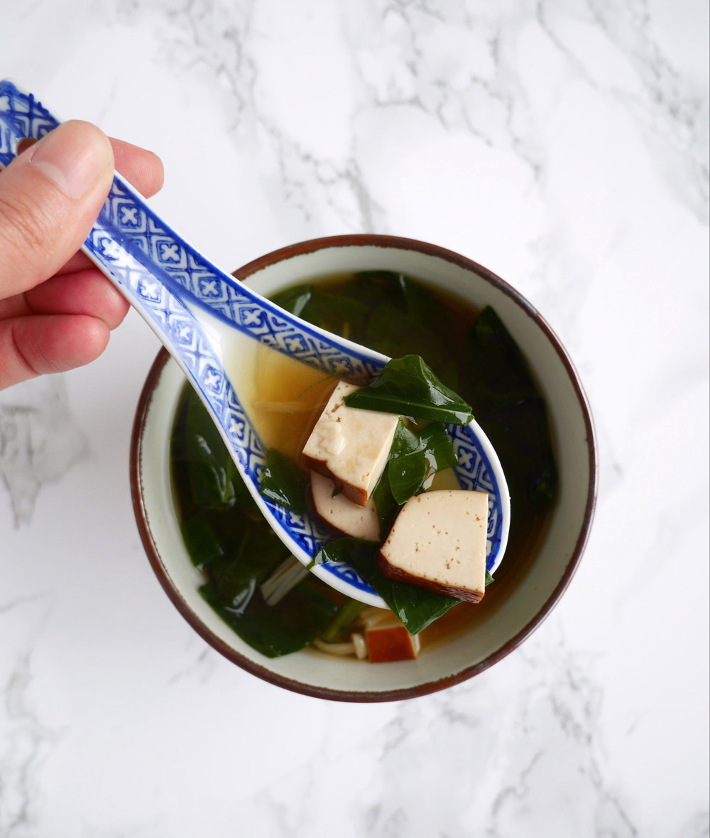 Chickpea Miso Soup with Beancurd and Chinese Broccoli